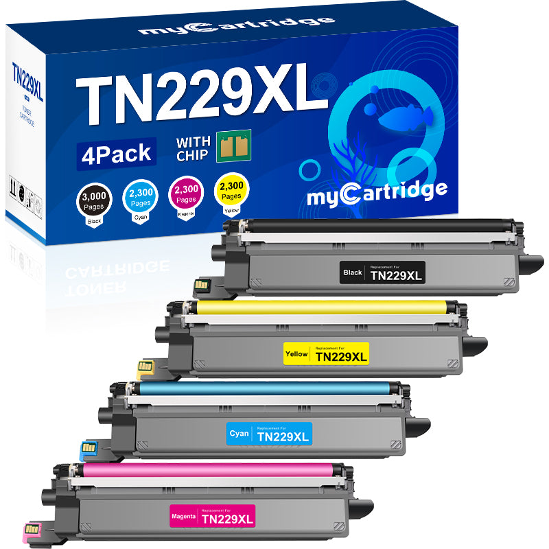 Compatible Brother TN229XL Super High Yield Black Toner（4-Pack：Black, Cyan, Magenta, Yellow）