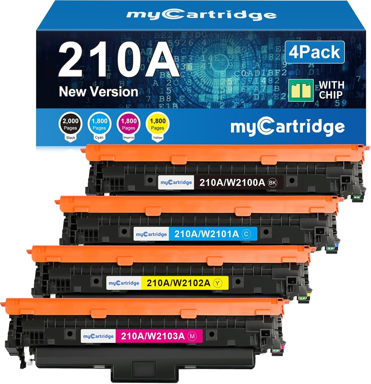 myCartridge compatible HP 210A toner cartridges 4-pack BCMY with chip standard yield for Color LaserJet Pro 4201dw 4301fdw