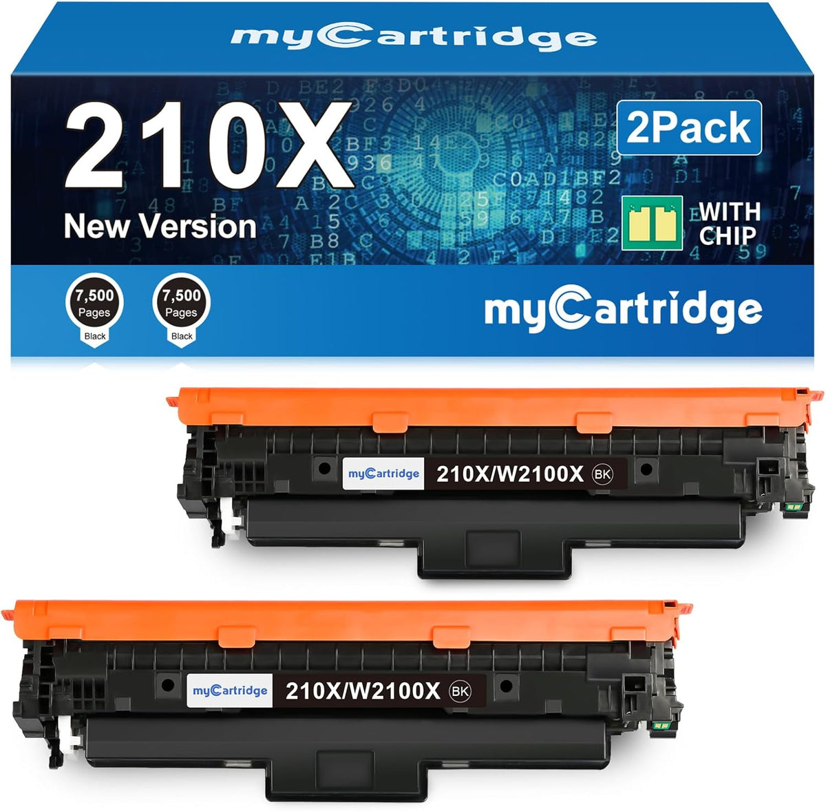 myCartridge HP 210X compatible black toner cartridges 2-pack high yield 7500 pages with chip for Color LaserJet Pro 4201dw