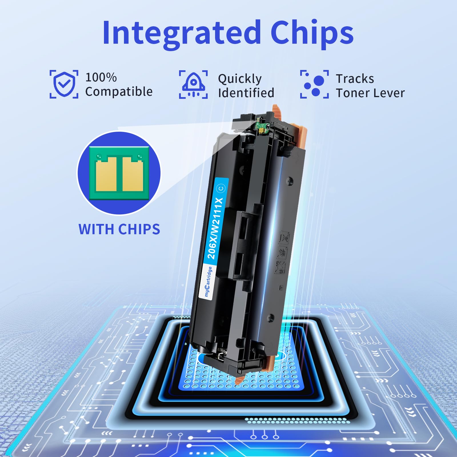 Compatible HP 206X Toner Cartridge With Chip（4 Pack：Black,Cyan, Magenta,Yellow）