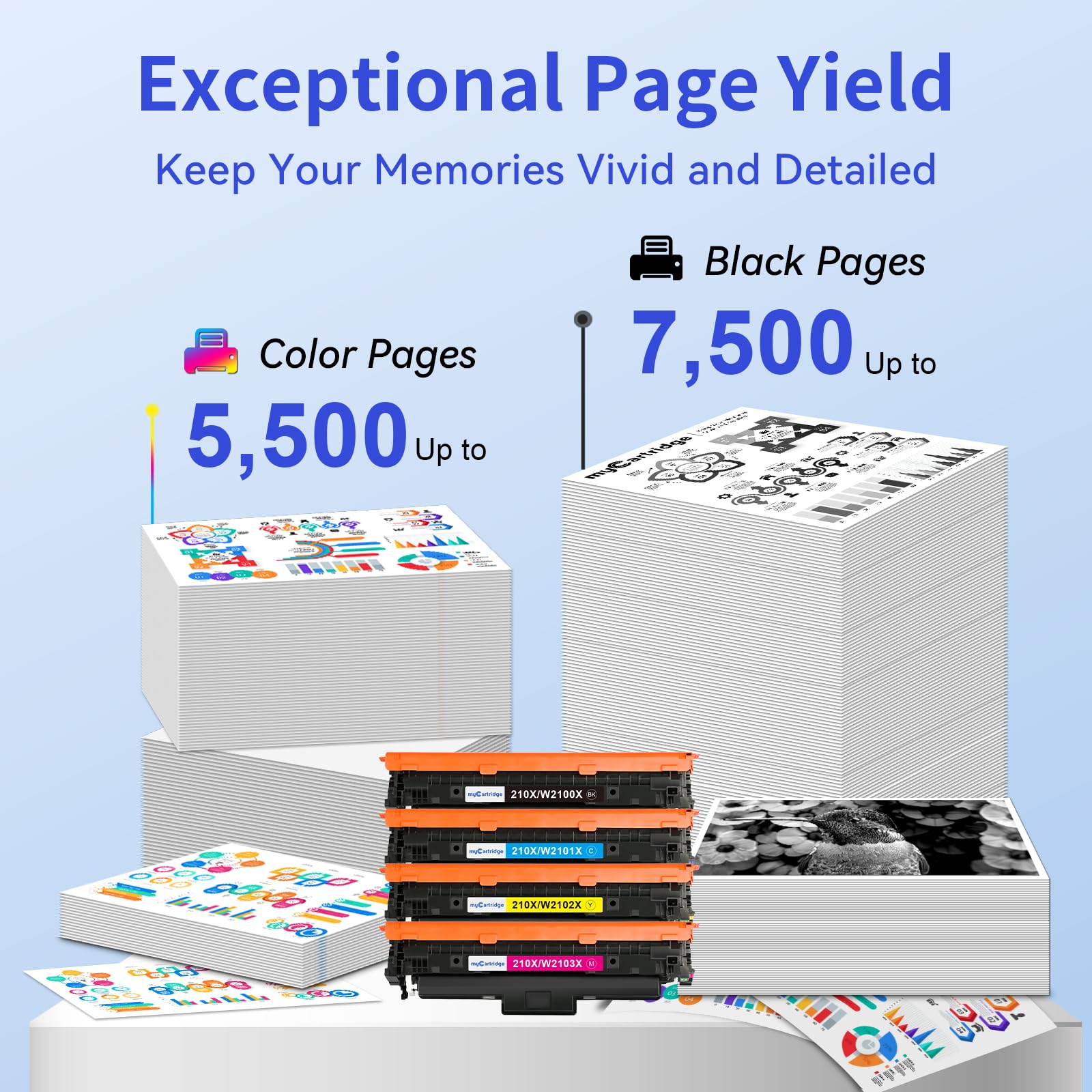 HP 210X Compatible Toner Cartridge With Chip（4 Pack：Black, Cyan, Magenta, Yellow)