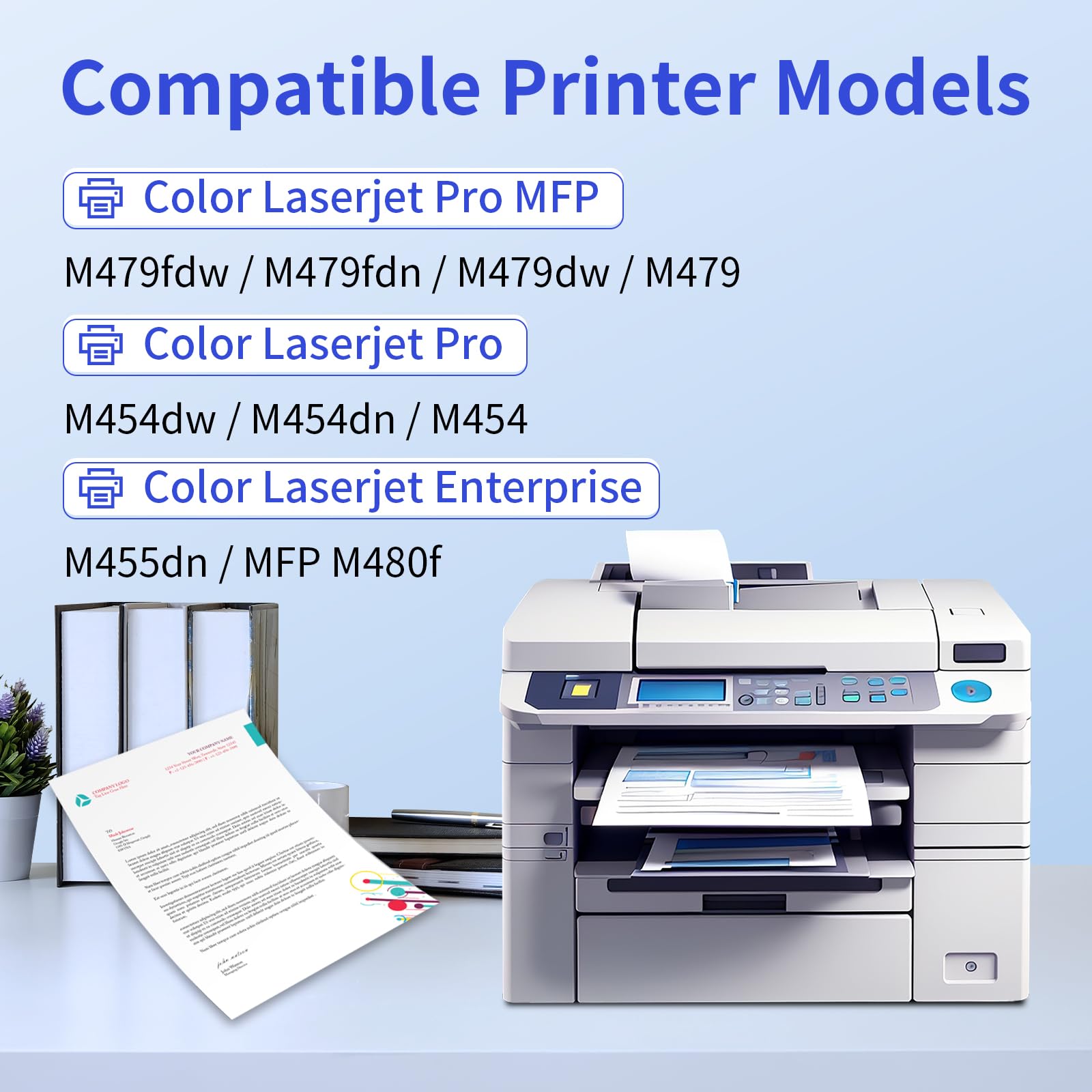 Compatible HP 414X Compatible Toner Cartridge (4Pack：Black，Yellow，Cyan ，Magenta)