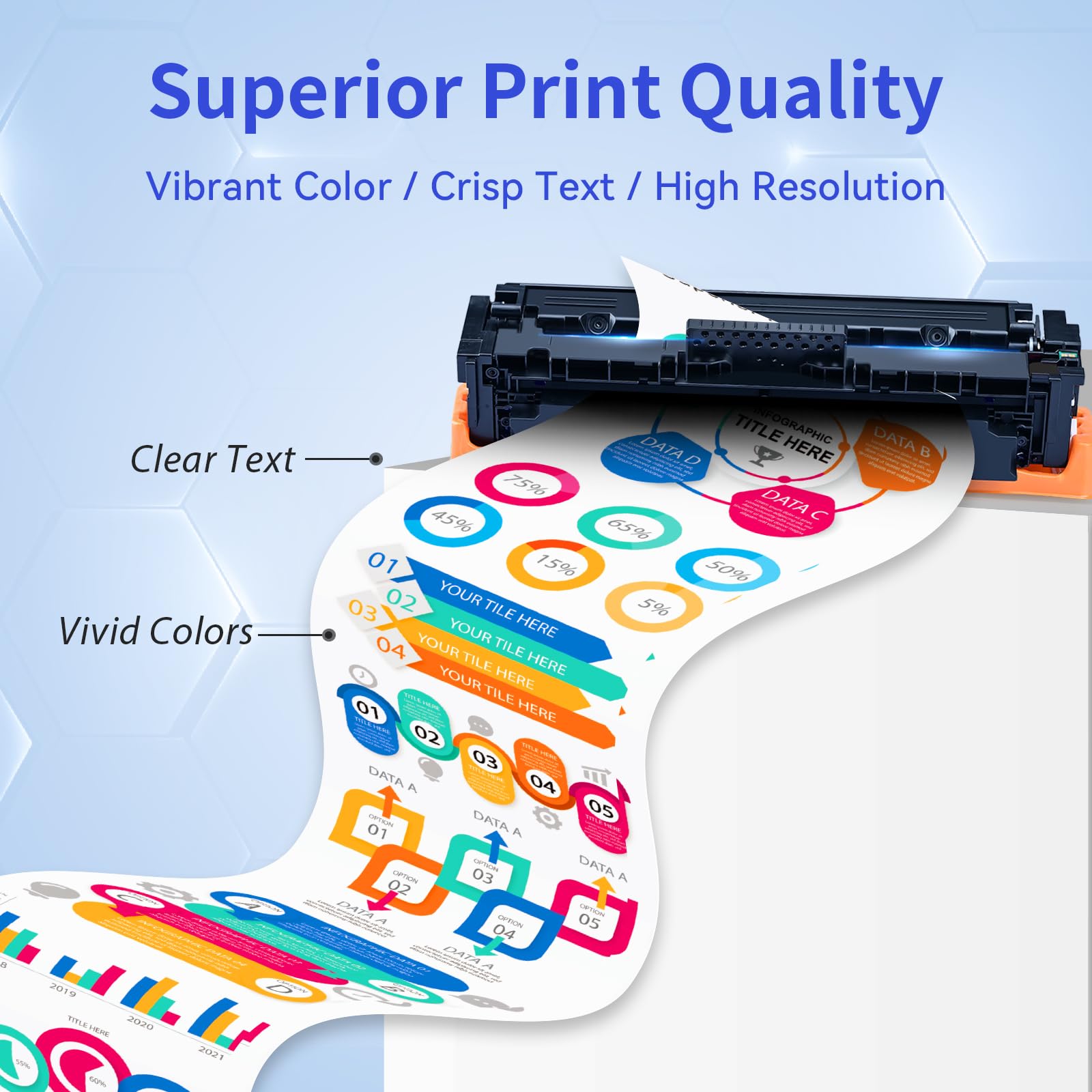 Compatible HP 414X Compatible Toner Cartridge (4Pack：Black，Yellow，Cyan ，Magenta)