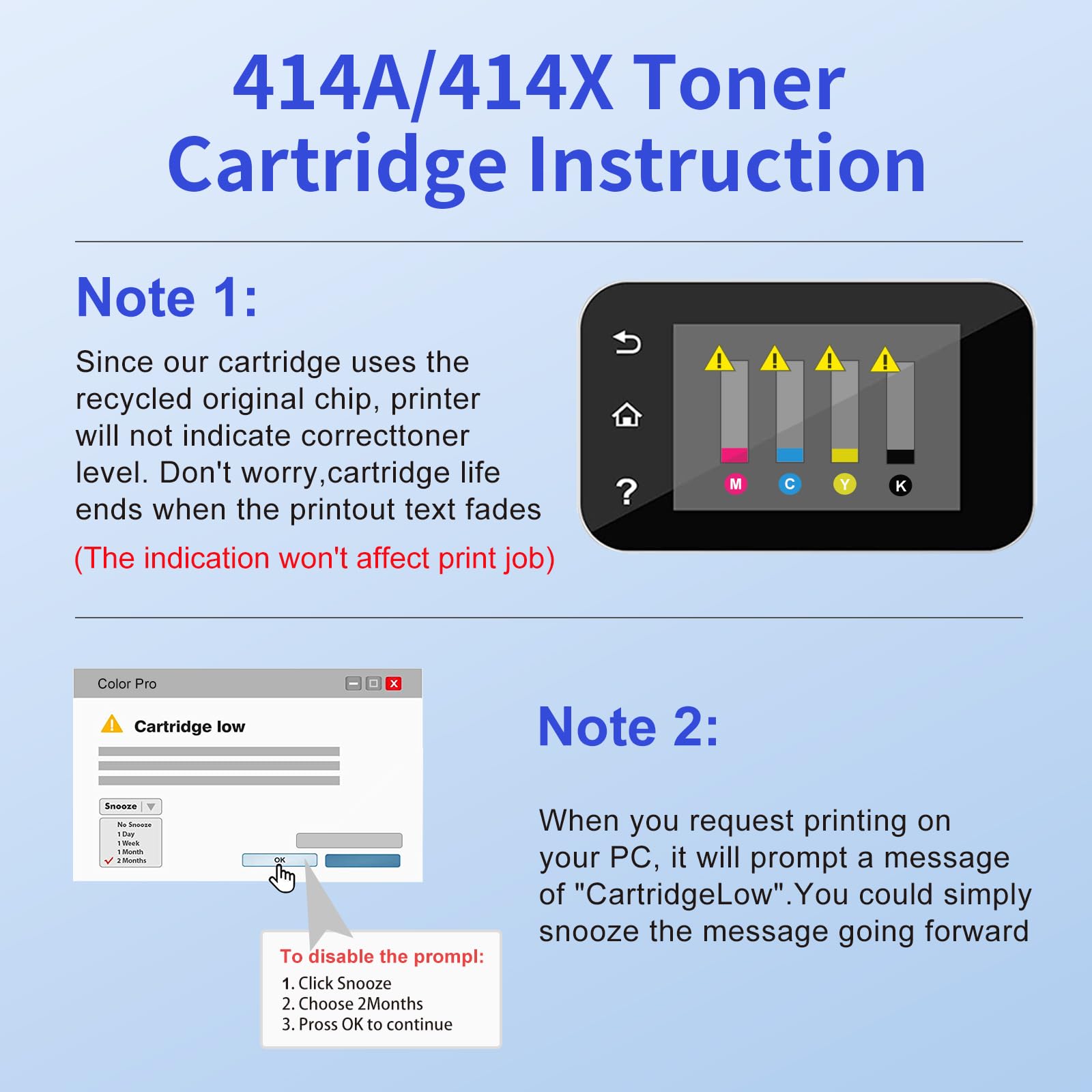 Compatible HP 414X Compatible Toner Cartridge (4Pack：Black，Yellow，Cyan ，Magenta)