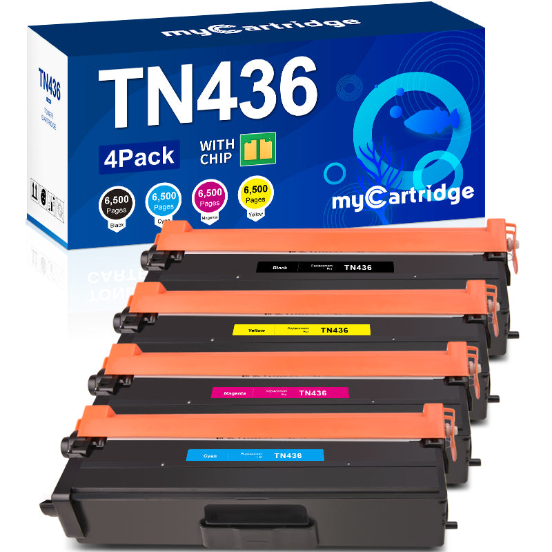 Brother TN436 Compatible Toner Cartridge （4Pack：Black, Cyan, Magenta, Yellow)