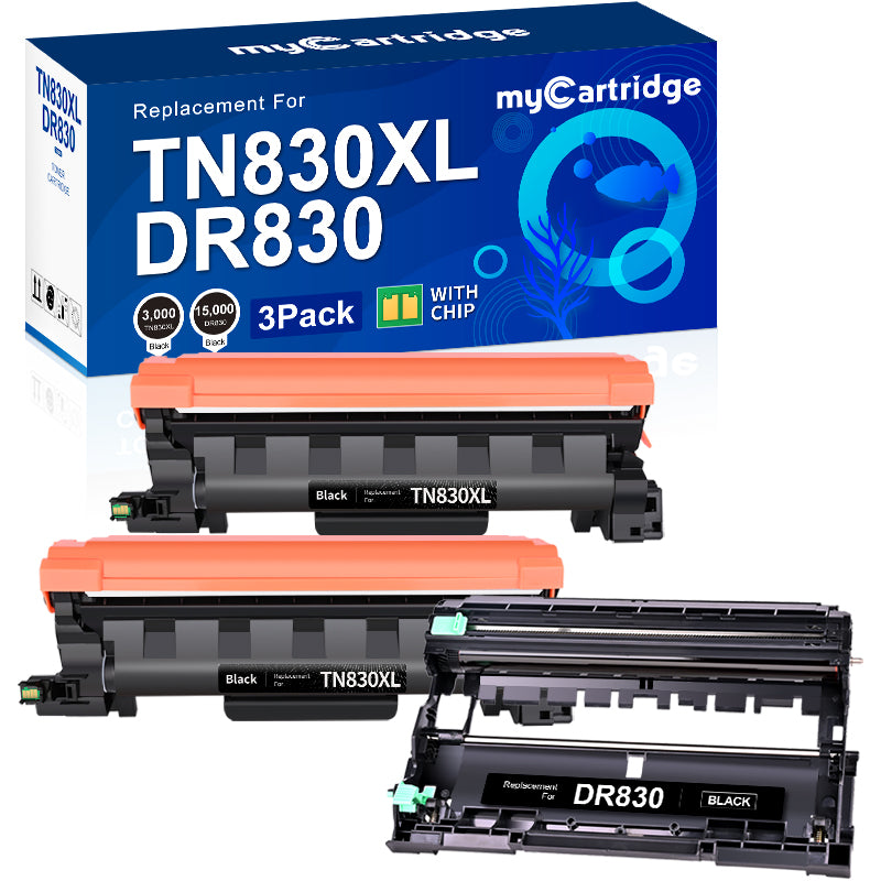 Compatible Brother TN830XL DR830 Super High Yield Black Toner ( 3 Black）