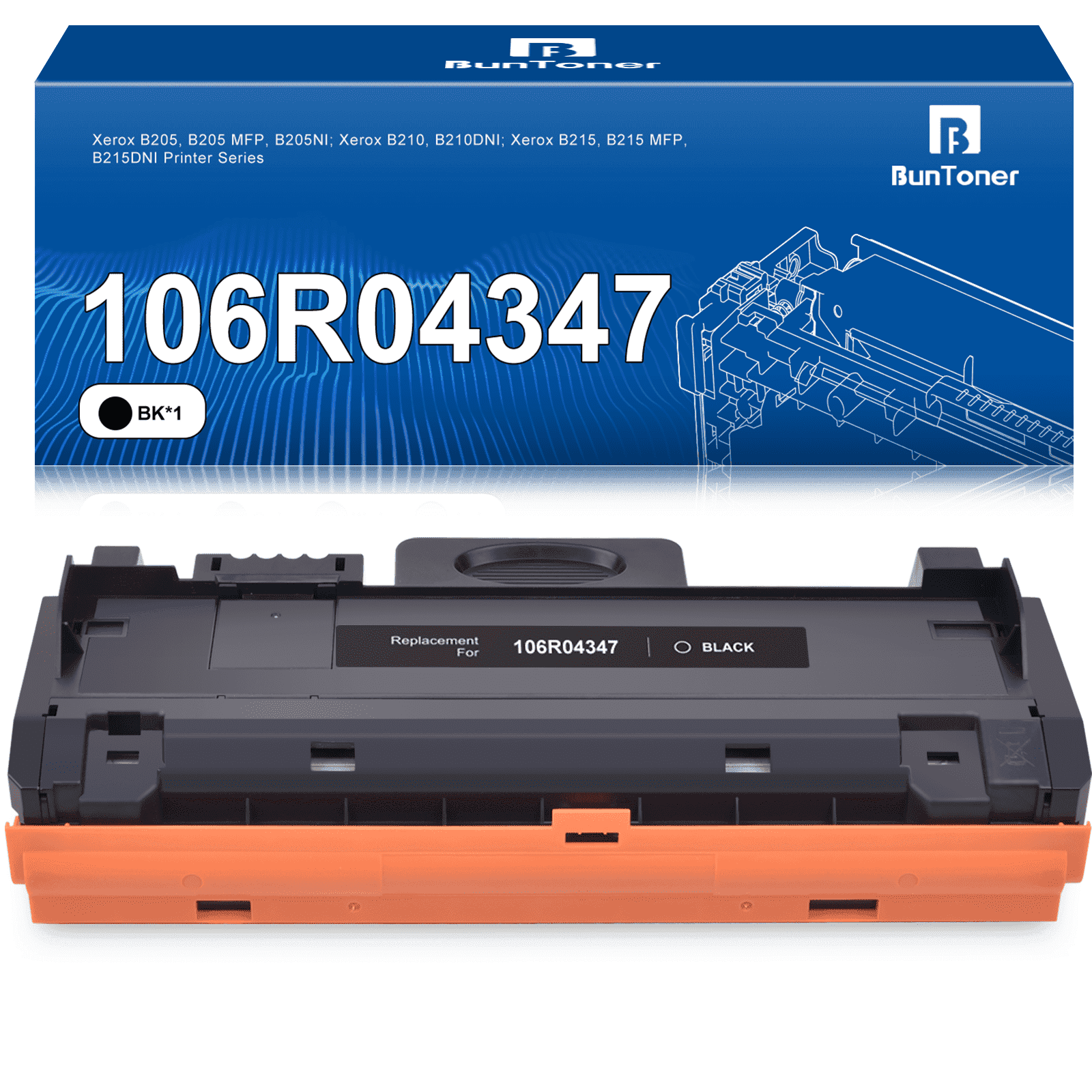 B210/ B205/ B215 Toner Cartridge Replacement for Xerox 106R04347 106R04346 High Yield 3,000 Pages use for Xerox B205NI B210DNI B215DNI Printer (Black, 1-Pack)