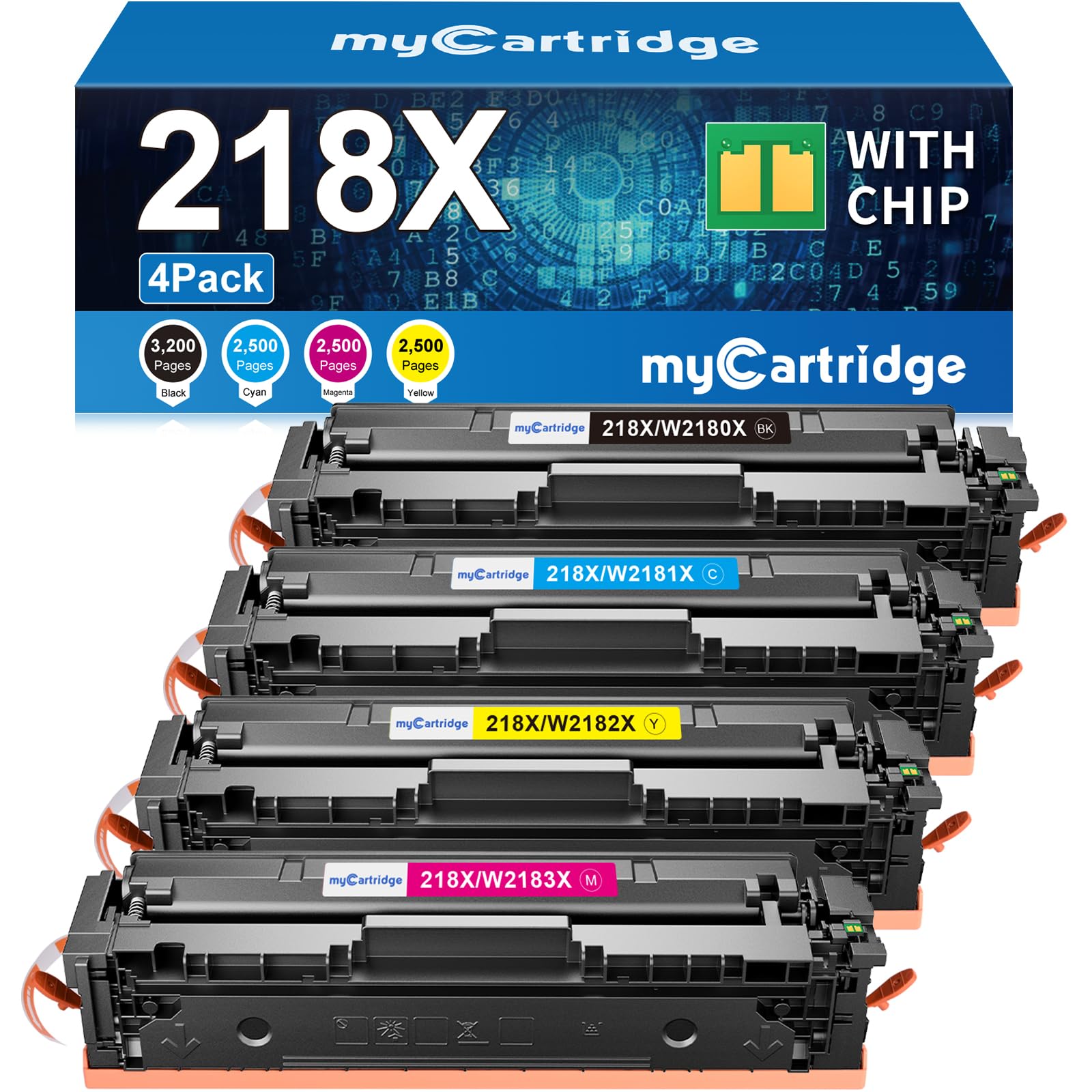 HP 218X Toner Compatible Toner Cartridge （4Pack：Black, Cyan, Magenta, Yellow)With Chip