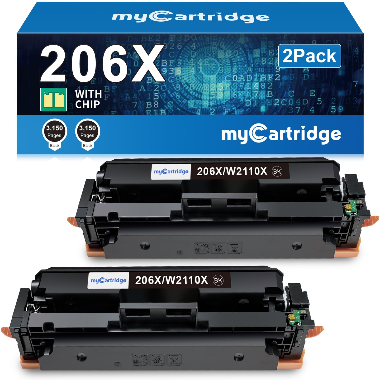 HP 206X Compatible Toner Cartridge With Chip（2 Black)