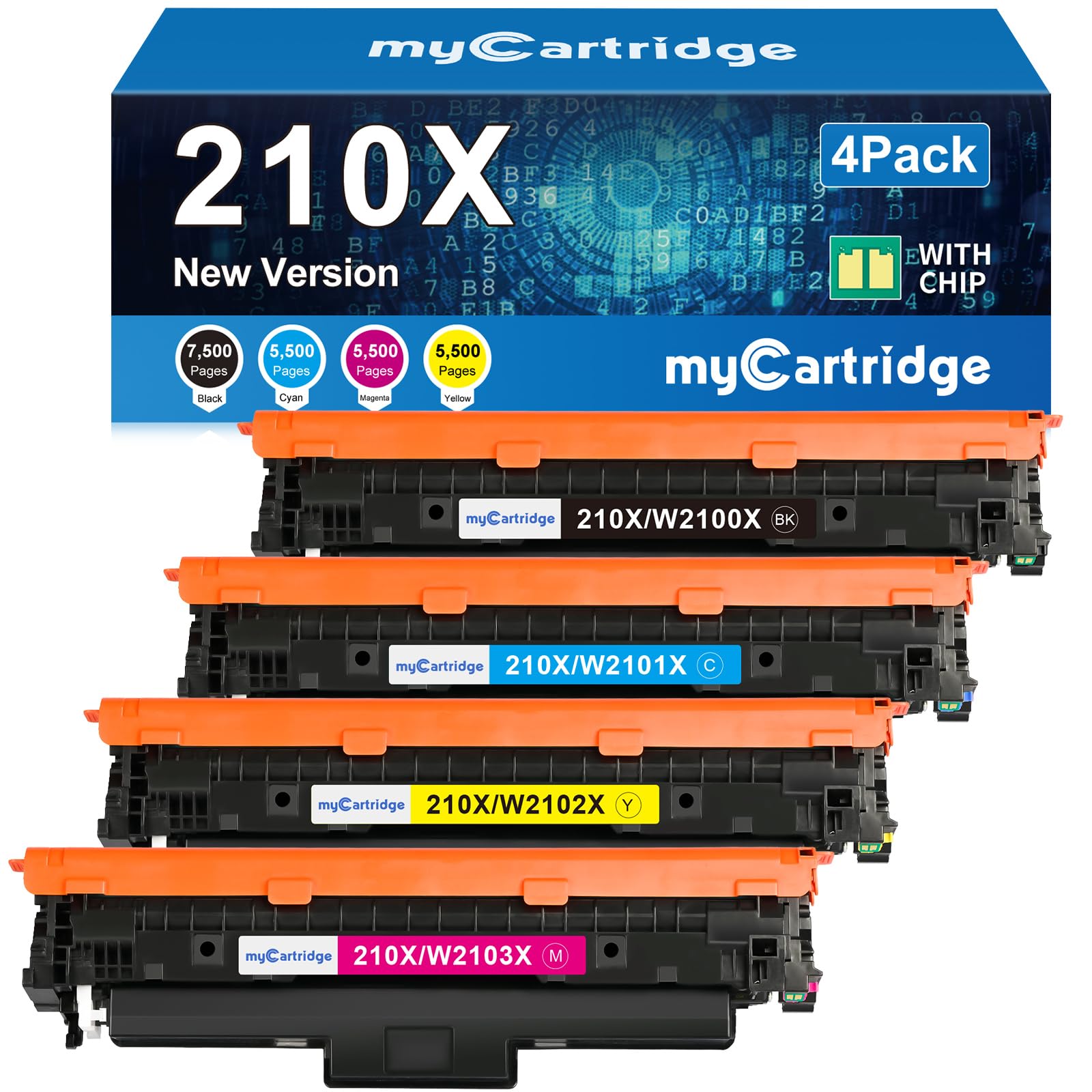 HP 210X Compatible Toner Cartridge With Chip（4 Pack：Black, Cyan, Magenta, Yellow)