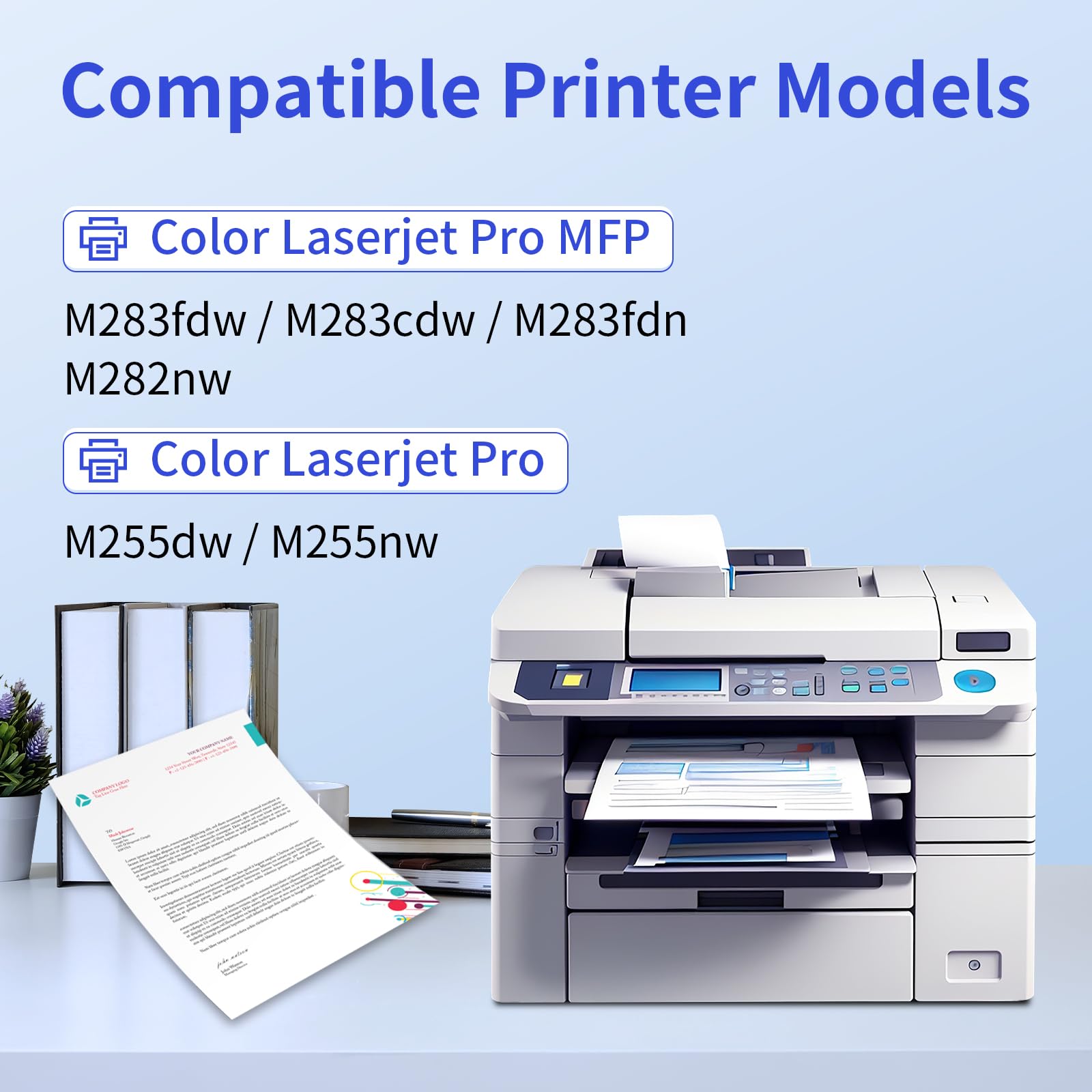 HP 206A Compatible Toner Cartridge With Chip（4Pack：Black,Cyan, Magenta,Yellow）