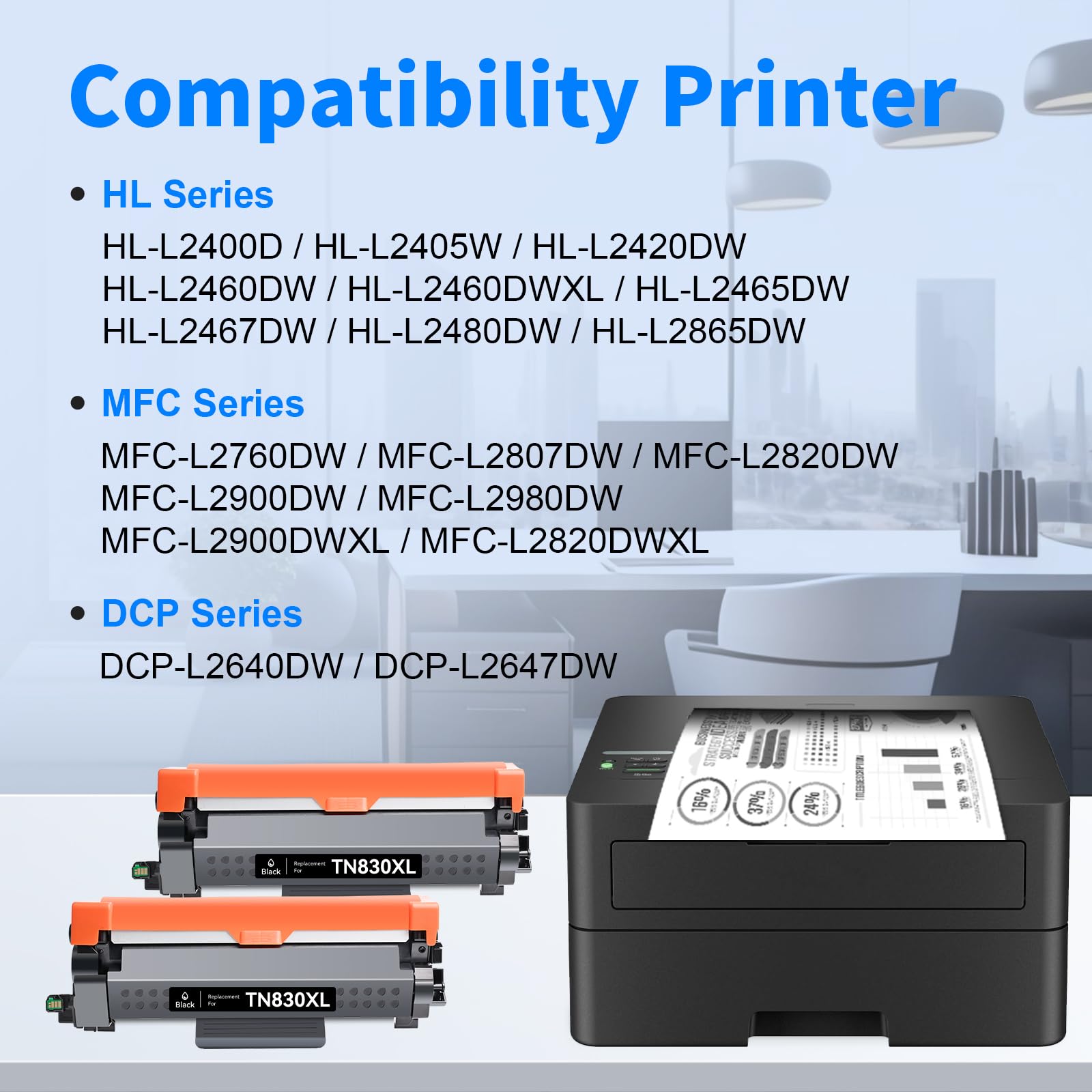 Brother TN830XL Compatible Toner Cartridge(2 Black)