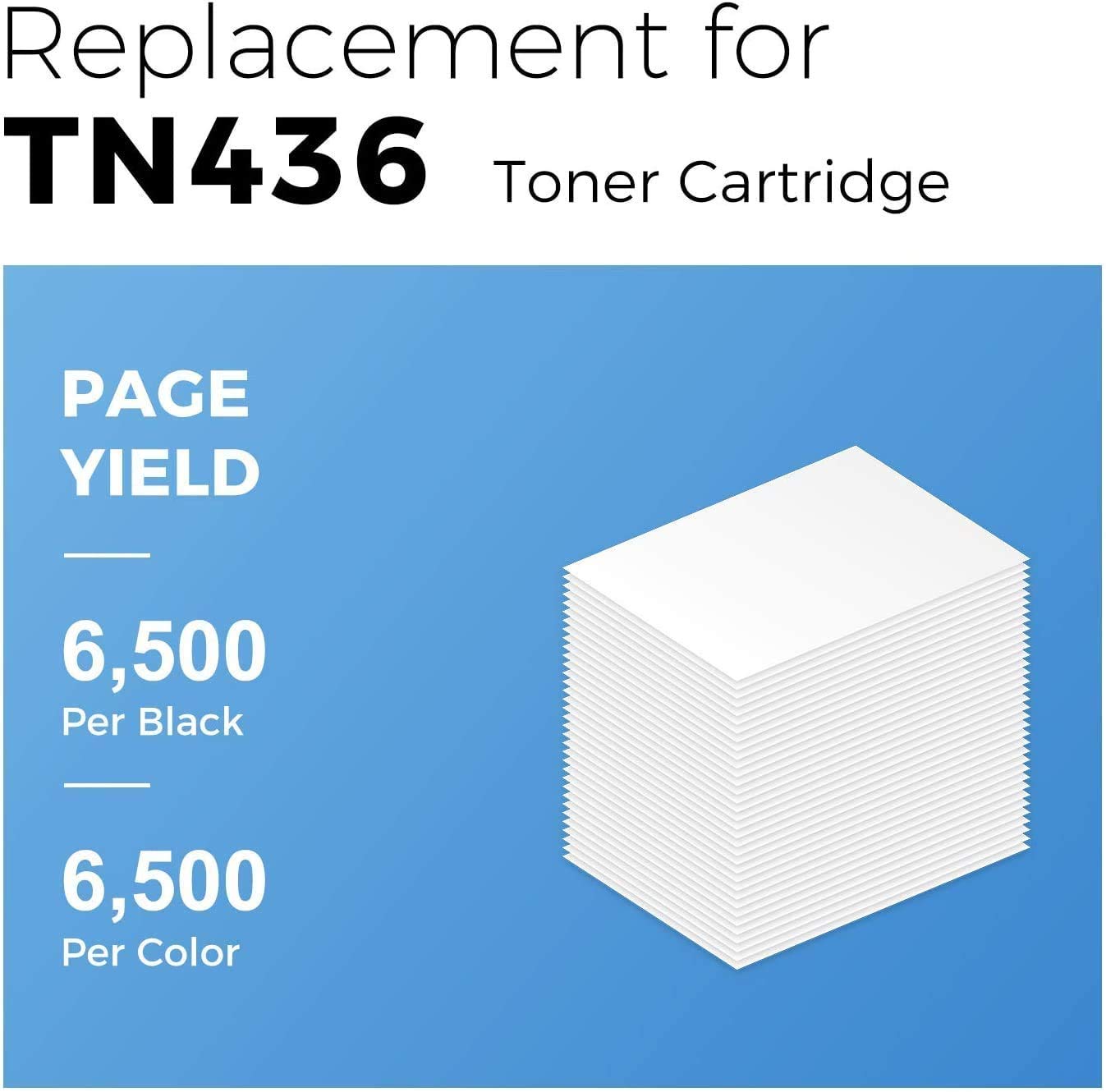 Compatible Brother TN436 Toner Cartridge （4Pack：Black, Cyan, Magenta, Yellow)
