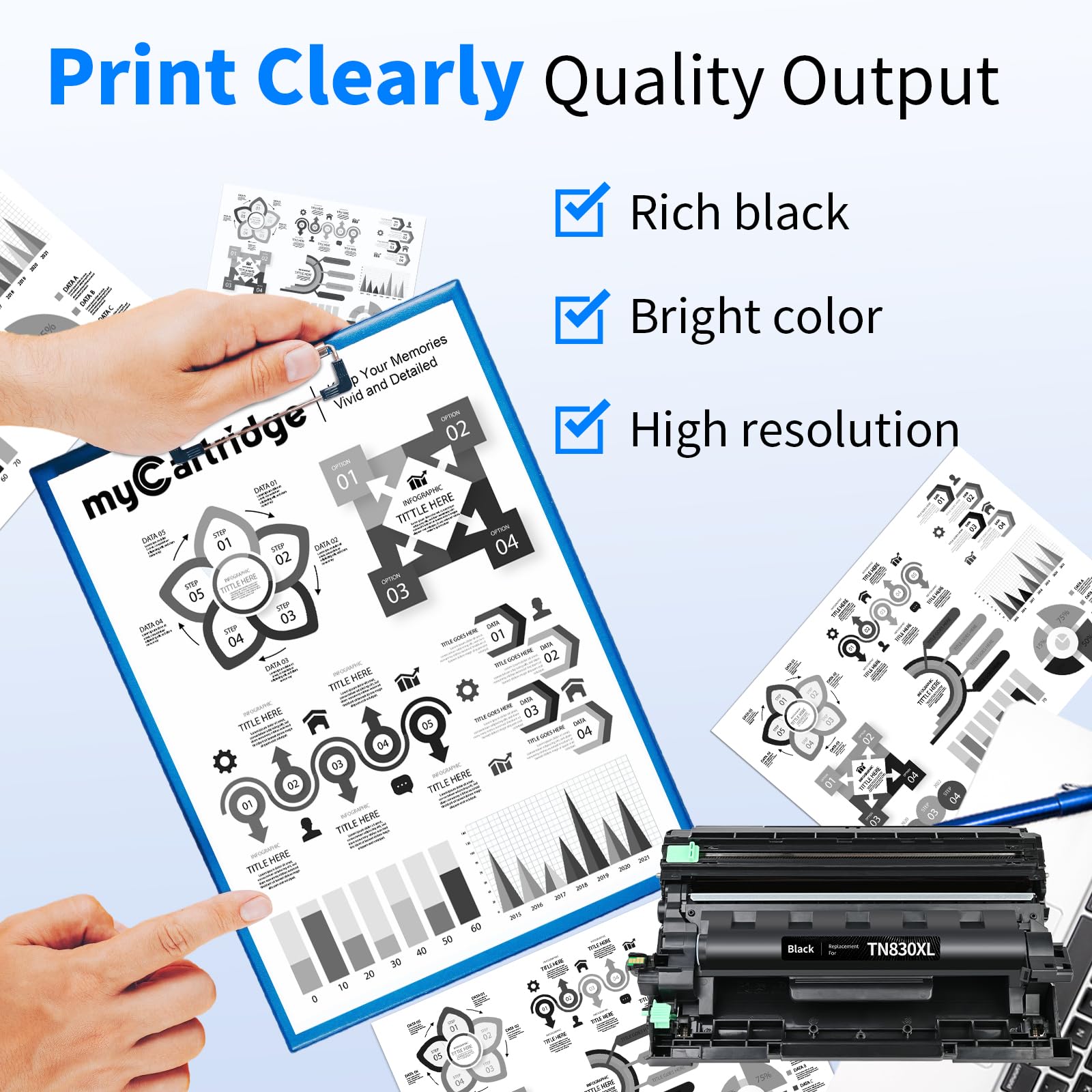 Compatible Brother TN830XL DR830 Super High Yield Black Toner ( 3 Black）