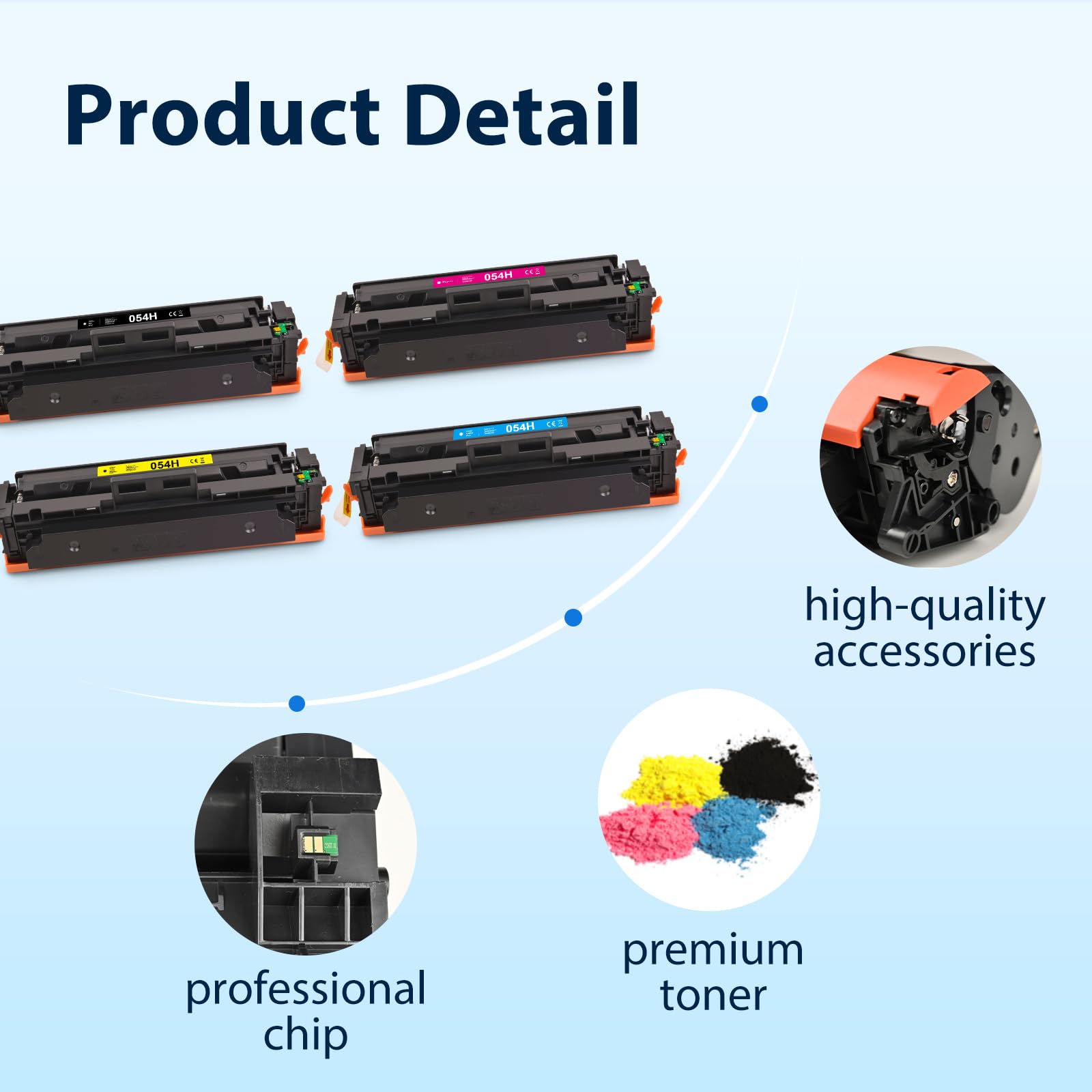 Canon 054 CRG054 Compatible Toner Cartridge（4Pack：Black,Cyan, Magenta,Yellow）