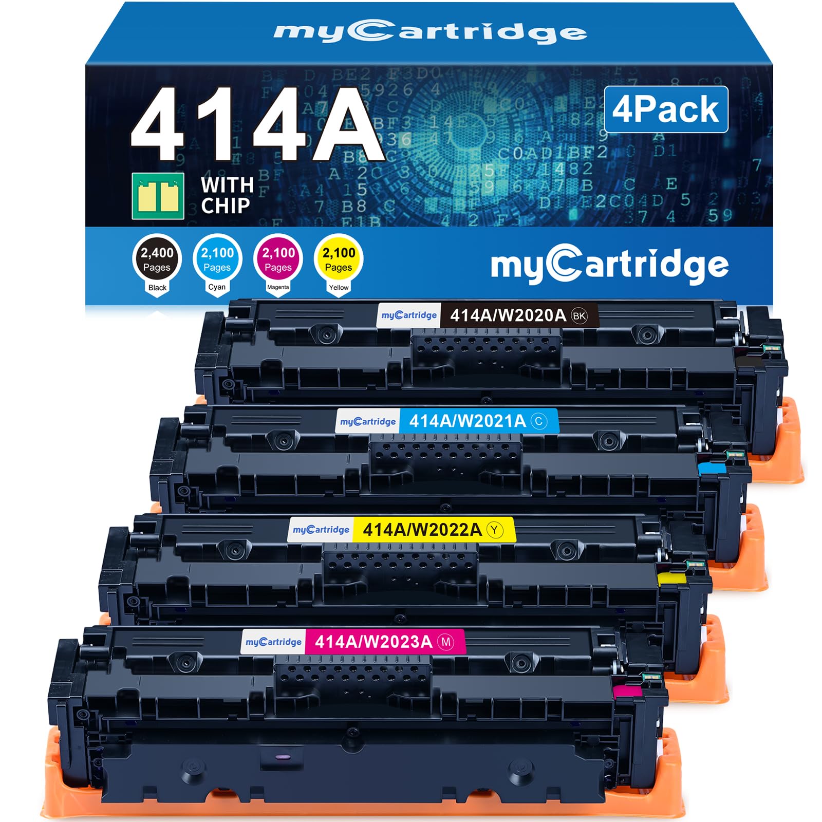 HP 414A Compatible Toner Cartridges With Chip High Yield 4 PK