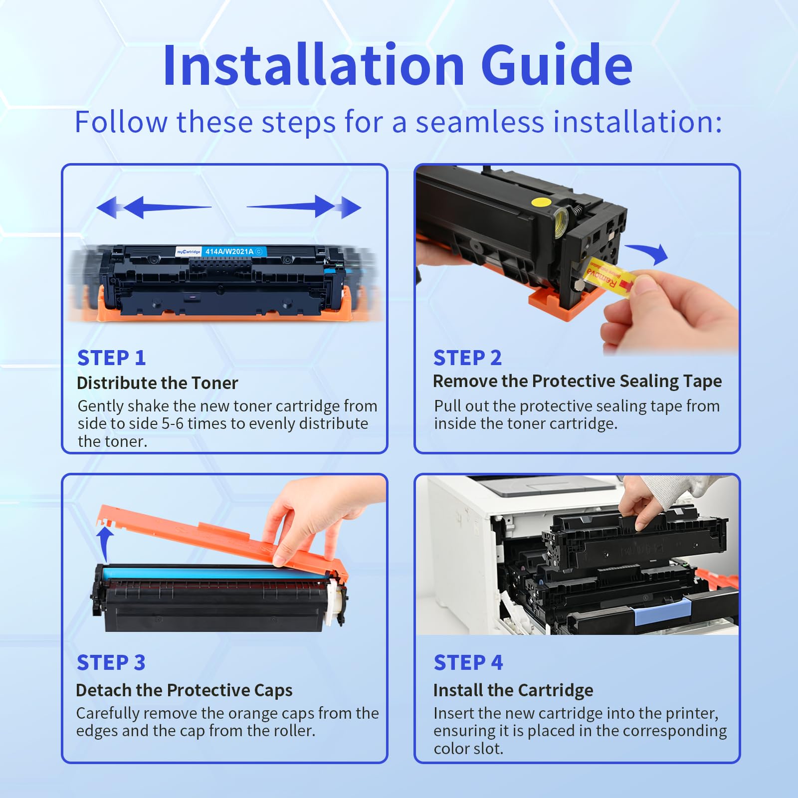 HP 414A Compatible Toner Cartridges With Chip High Yield 4 PK