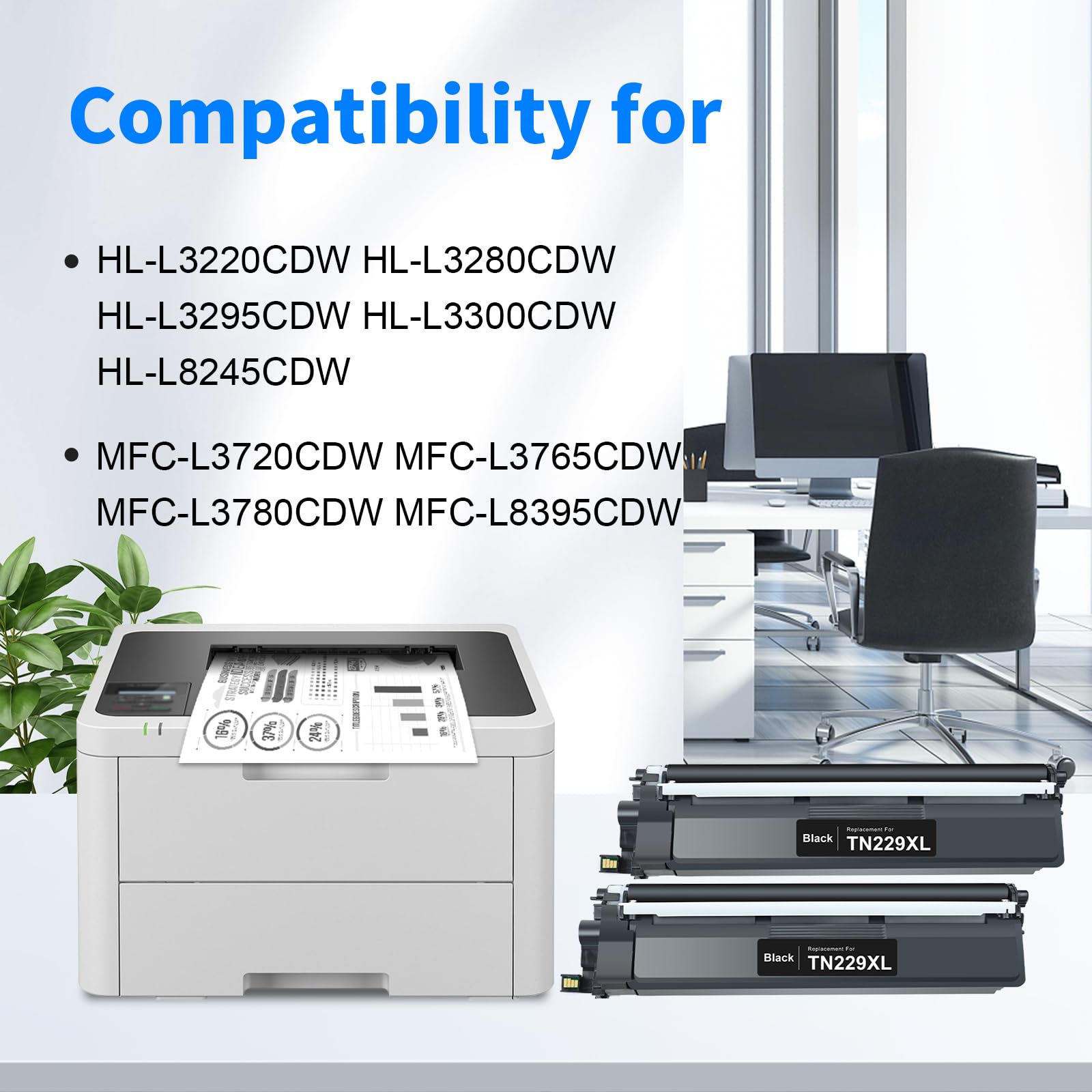 myCartridge Brother TN229XL Compatible 2 PK Compatible printers