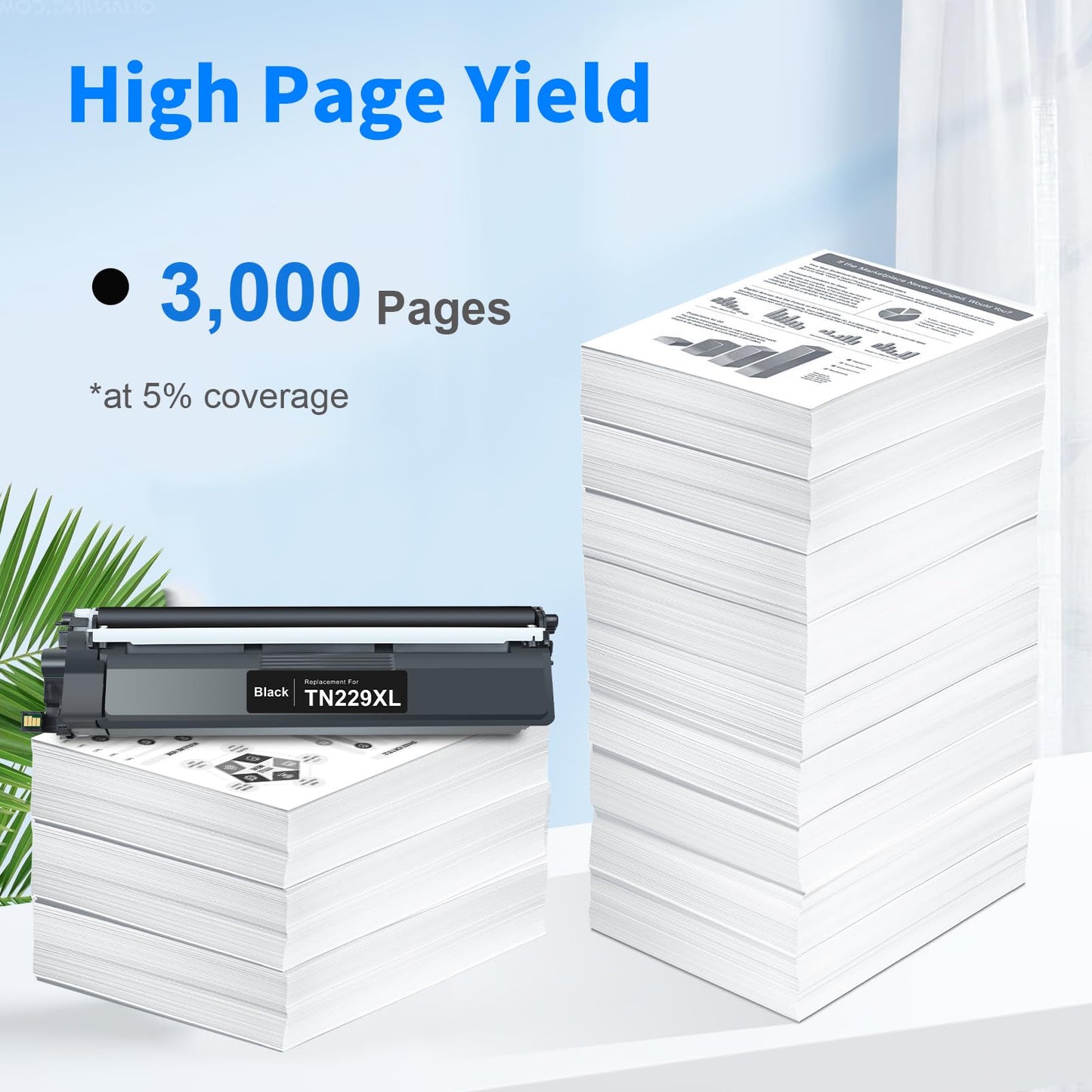 myCartridge high page yield Brother TN229XL is up to 3000 pages at 5% coverage