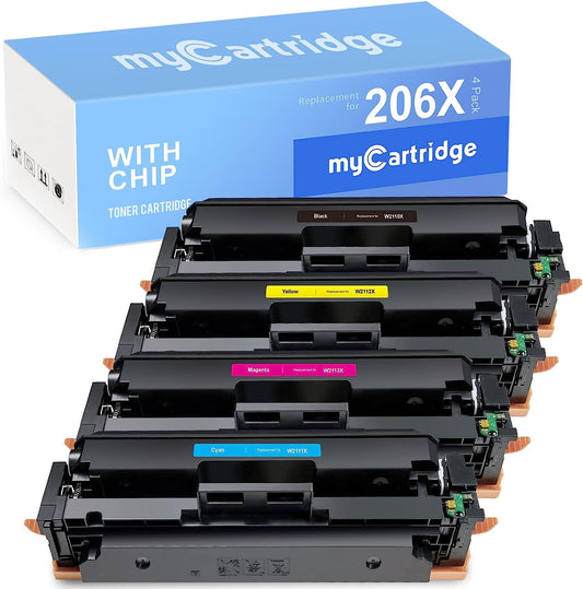 206X Toner Cartridges (With Chip) for HP 206A W2110X W2111X W2113X W2112X for Color Laserjet Pro MFP M283fdw M283cdw M255dw M255nw M283fdn M282nw Printer, 4-Pack